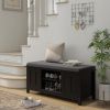 HOMCOM Modern Shoe Storage Bench Entryway with Cushion 2 Sliding Doors Ottoman Bench Holds 10 Pairs Black
