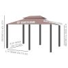 Outsunny Gazebo 10x13 Khaki with Curtains Vented Roof and Steel Frame for Outdoor Use