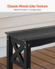 Outdoor Bench, 44.5 inch, 600 lbs Weight Capacity, Weatherproof Plastic Frame with Adjustable Level Footpads and Thick Leg, Outside Bench for Patio