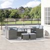 Outsunny 9 Piece Outdoor Rattan Wicker Dining Table and Chairs Furniture Set Space Saving Wicker Chairs w/ Cushions - Gray