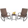 3 Pieces Patio Rattan Rocking Furniture Set