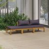 3 Piece Patio Lounge Set with Cushion Solid Acacia Wood