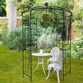 Metal Garden Arch Iron Garden Arbors Gazebo Dia81.3'' x 114.2'' High Birdcage Shape Pergola Pavilion for Wedding CeremonyOutdoor Black (Color: as Pic)