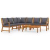 6 Piece Patio Lounge Set with Cushion Solid Acacia Wood