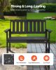 Outdoor Bench, 50.5 inch, 800 lbs Weight Capacity for 2-3 Persons, Weatherproof Plastic Frame with Backrest and Wide Armrests, Outside Bench for Patio