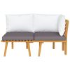 2 Piece Patio Lounge Set with Cushions Solid Acacia Wood