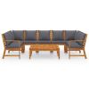 9 Piece Patio Lounge Set with Cushion Solid Acacia Wood