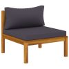 3 Piece Patio Lounge Set with Cushion Solid Acacia Wood