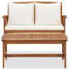 2 Piece Patio Lounge Set with Cushions Solid Acacia Wood