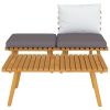 3 Piece Patio Lounge Set with Cushions Solid Acacia Wood